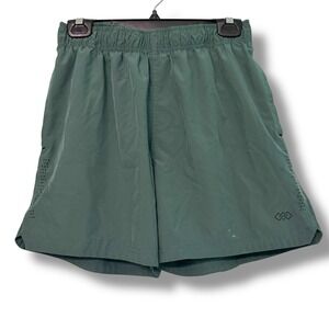 Legend Athletic Gym‎ Shorts Running Zip Pockets Sz M Black Olive Drawstring ***